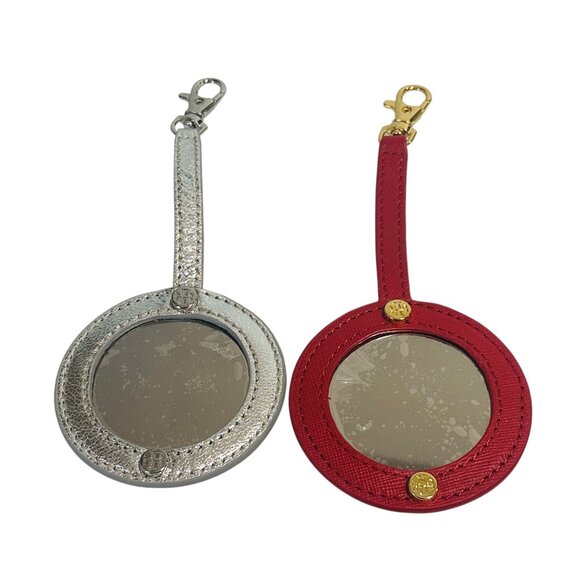 Tory Burch Mirror Keychain Bag Charm Red and Silver Lot of 2 - Picture 1 of 14